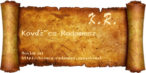 Kovács Radamesz névjegykártya